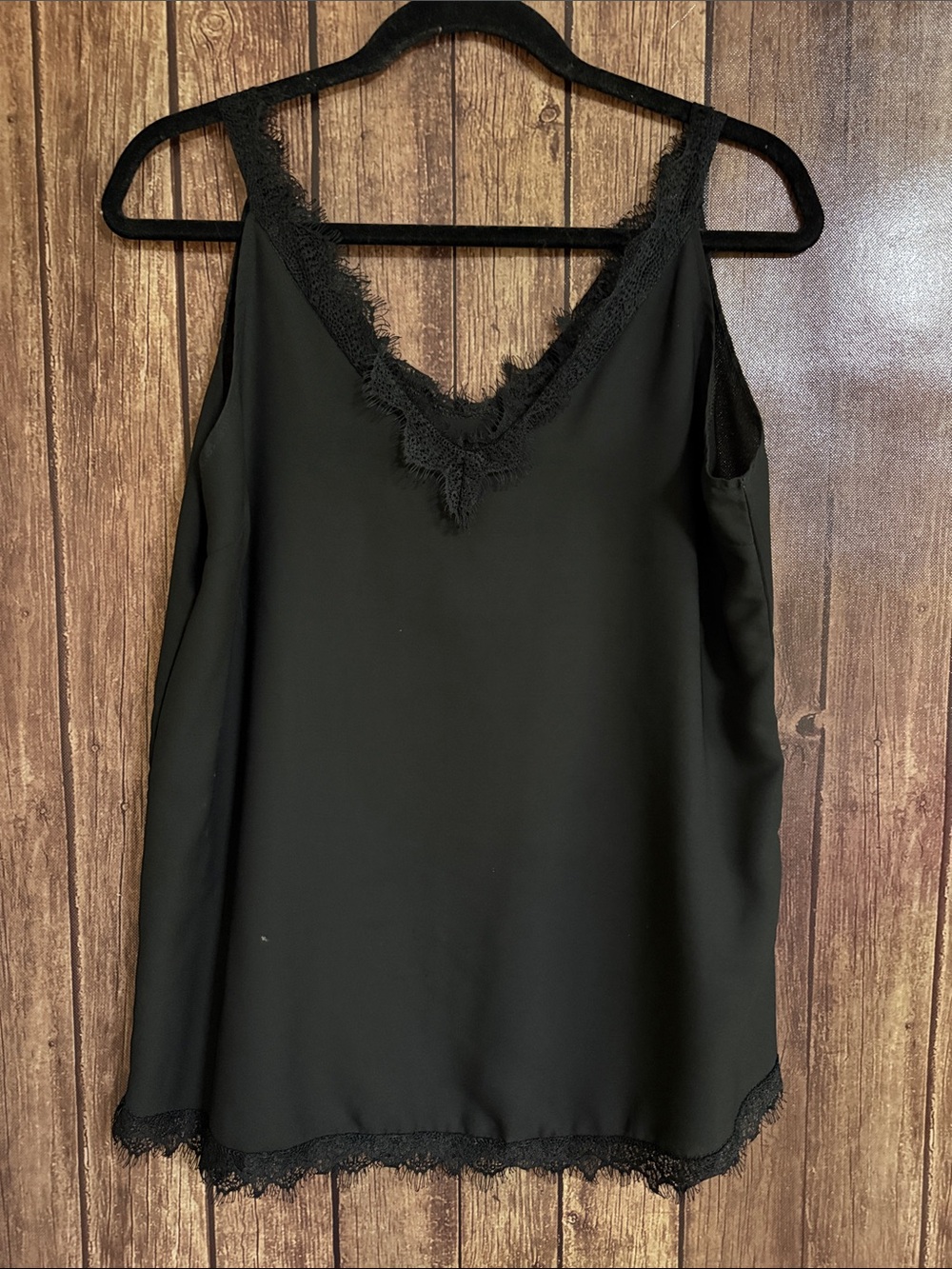 Black Lace Trim Women's Camisole Top